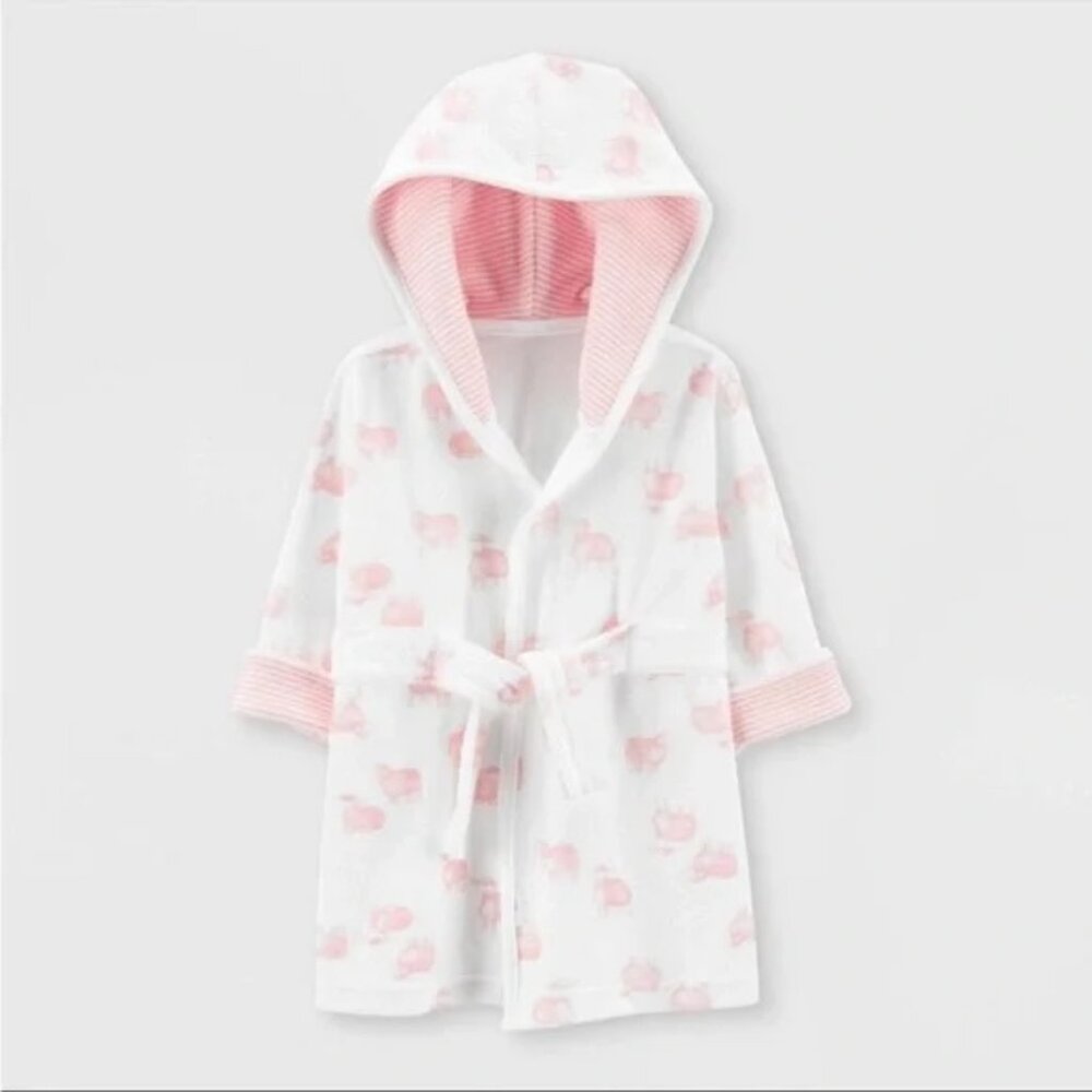 NWOT Carter's Just One You Baby Sheep Bath Robe Pink 0-9 m